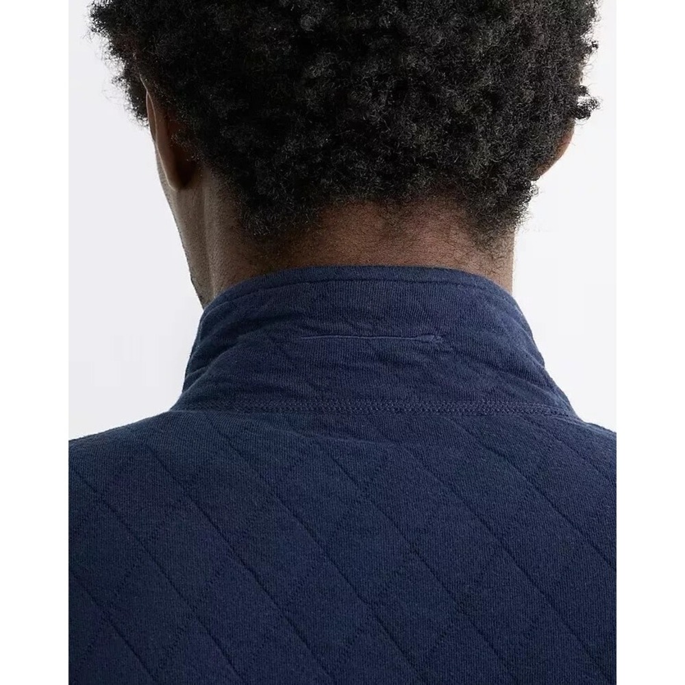 J.Crew Quilted Quarter Zip Pullover Color block Navy Blue Green Men's Medium - Picture 4 of 10